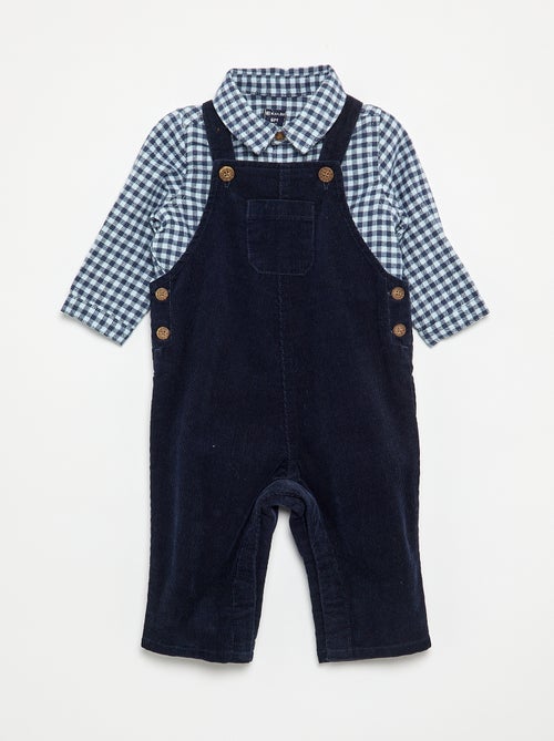Completo 2 pezzi - Salopette lunga + Camicia a maniche lunghe - Kiabi