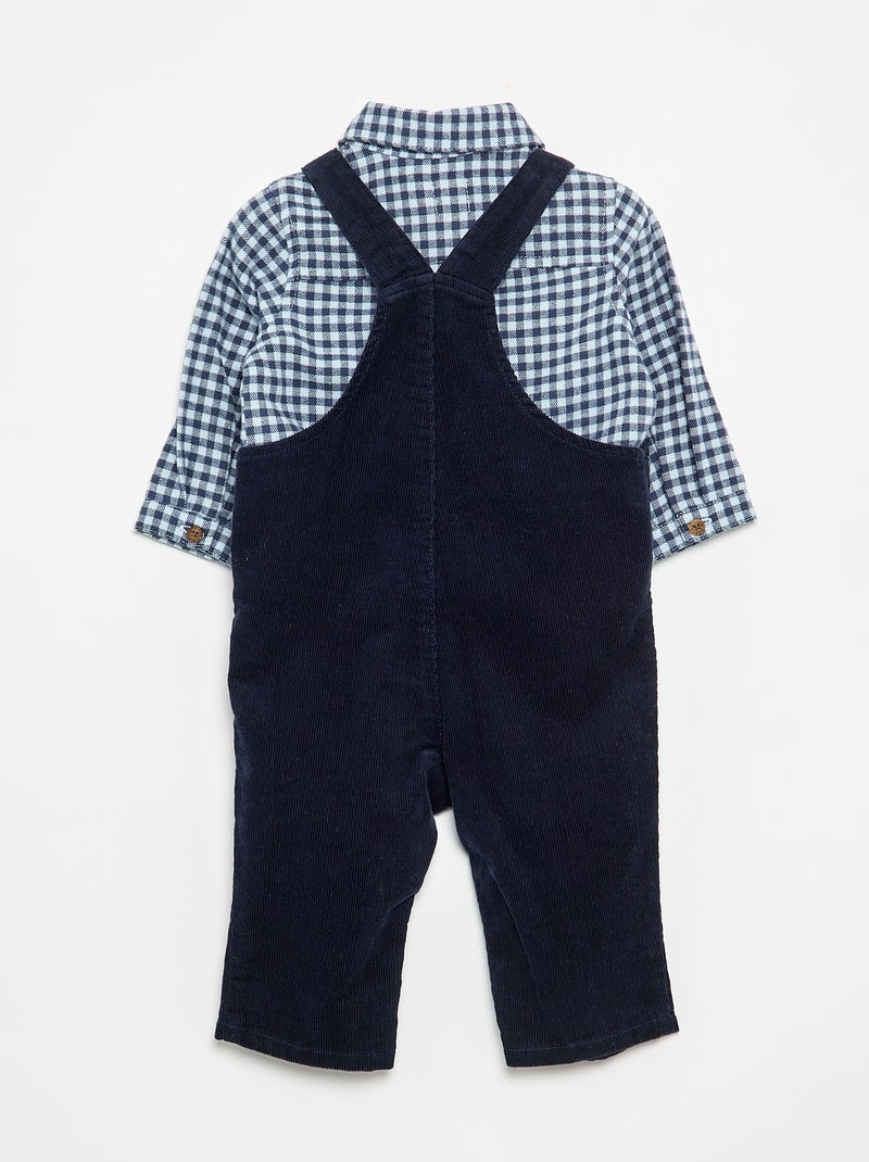 Completo 2 pezzi - Salopette lunga + Camicia a maniche lunghe Blu - Kiabi