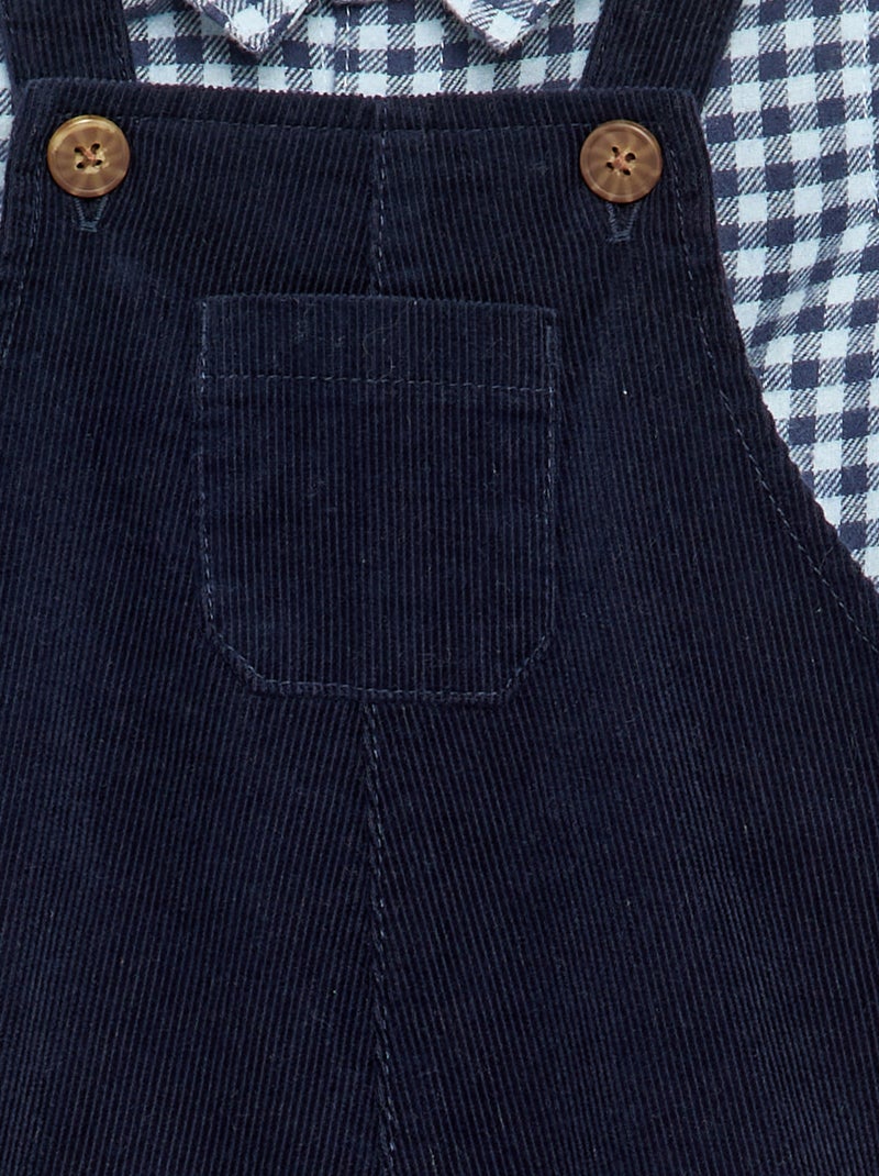 Completo 2 pezzi - Salopette lunga + Camicia a maniche lunghe Blu - Kiabi
