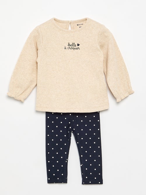 Completo 2 pezzi - T-shirt a maniche lunghe + leggings - Kiabi