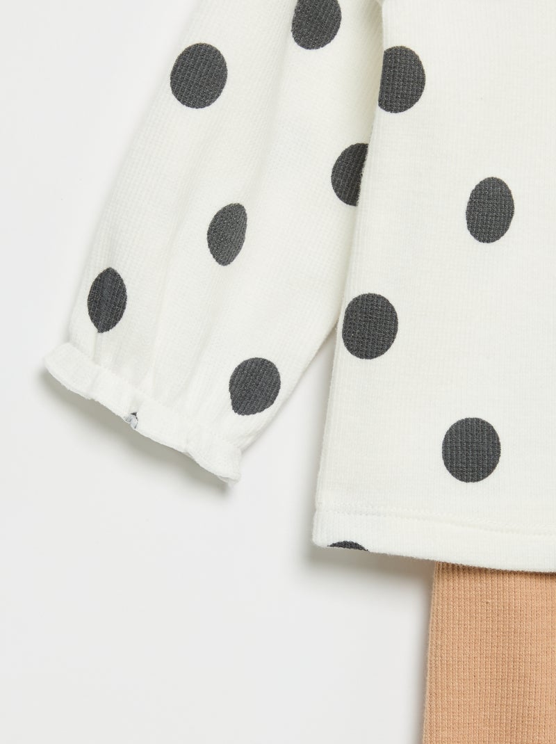 Completo 2 pezzi - T-shirt a maniche lunghe + leggings Bianco - Kiabi