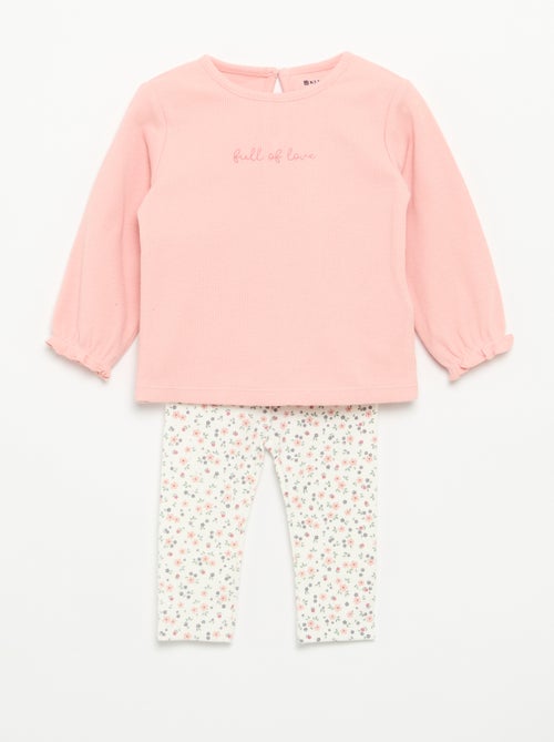 Completo 2 pezzi - T-shirt a maniche lunghe + leggings - Kiabi