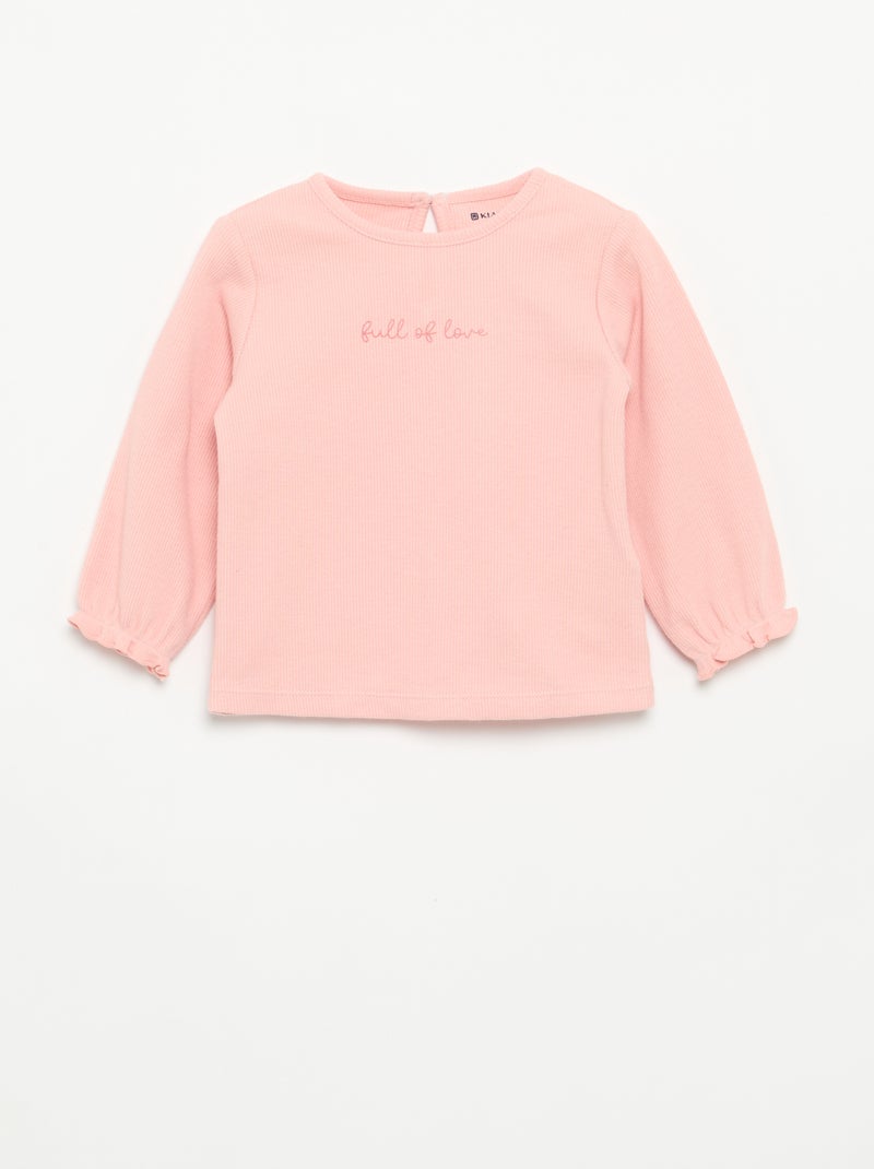 Completo 2 pezzi - T-shirt a maniche lunghe + leggings Rosa - Kiabi