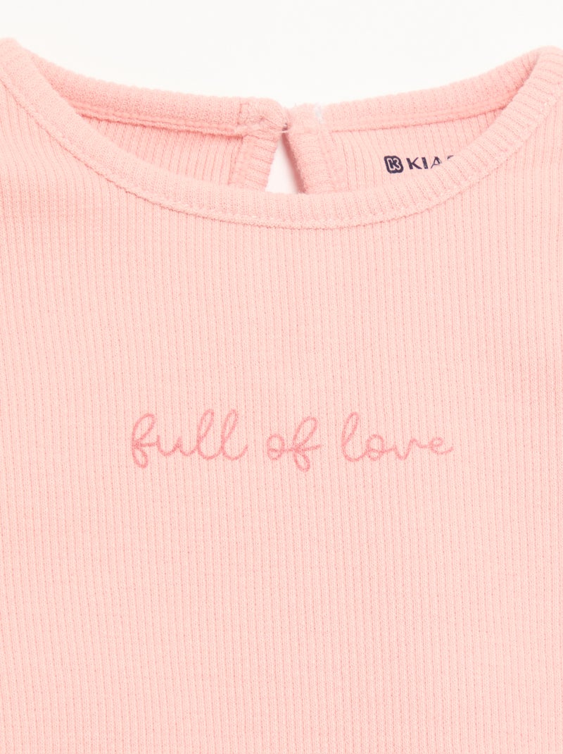 Completo 2 pezzi - T-shirt a maniche lunghe + leggings Rosa - Kiabi