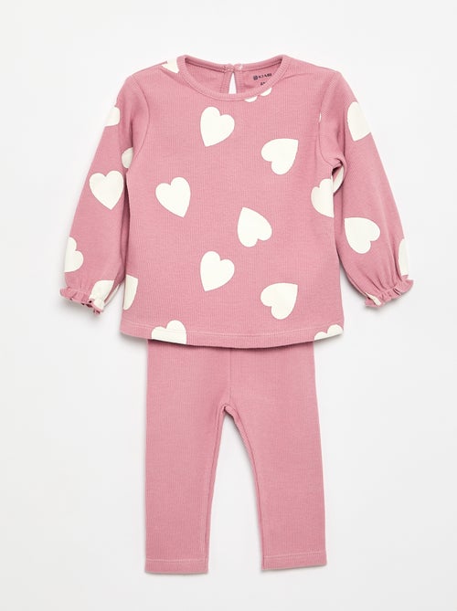 Completo 2 pezzi - T-shirt a maniche lunghe + leggings - Kiabi