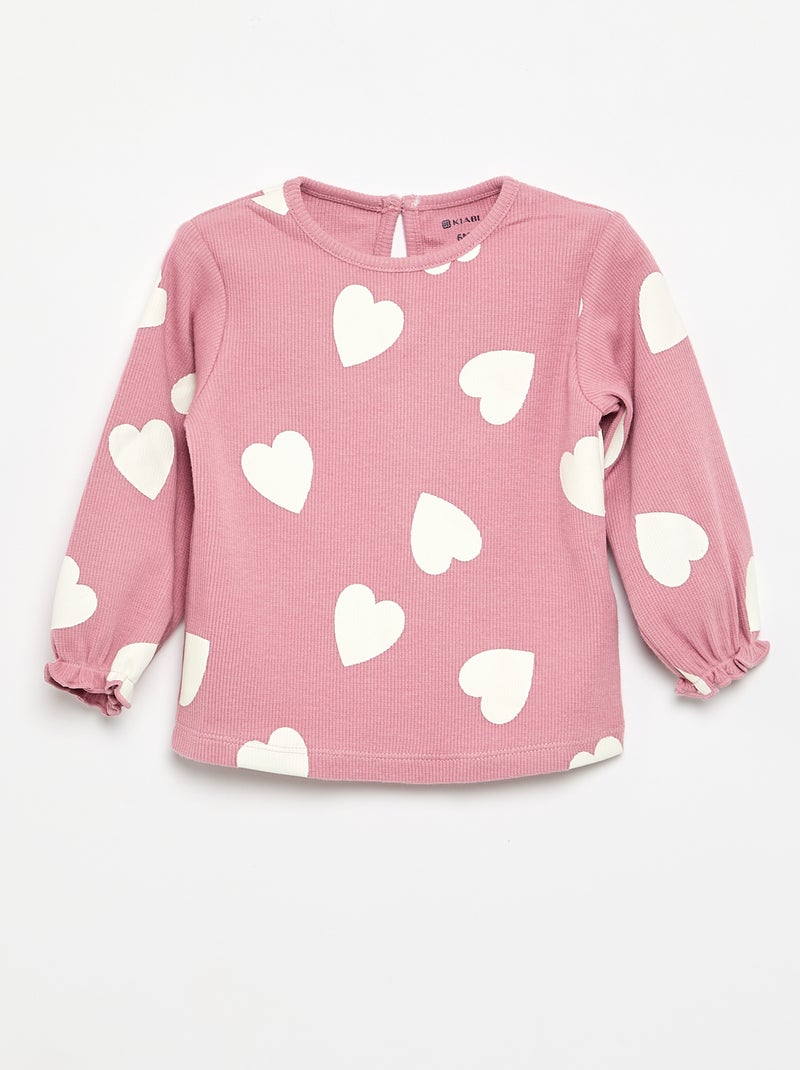 Completo 2 pezzi - T-shirt a maniche lunghe + leggings Rosa - Kiabi