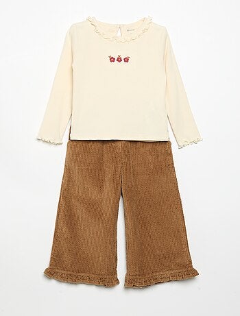 Completo 2 pezzi - T-shirt + pantaloni in velluto