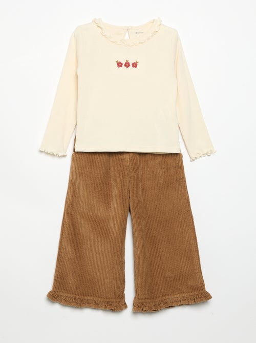 Completo 2 pezzi - T-shirt + pantaloni in velluto - Kiabi
