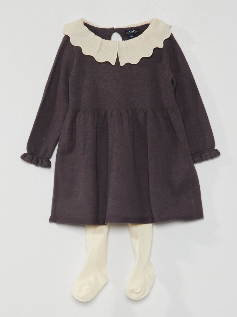 Completo 2 pezzi - Vestito + collant grigio scuro - Kiabi