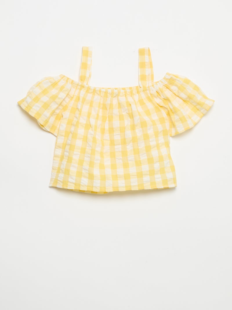 Completo 2 pezzi blusa e shorts con volant Giallo - Kiabi