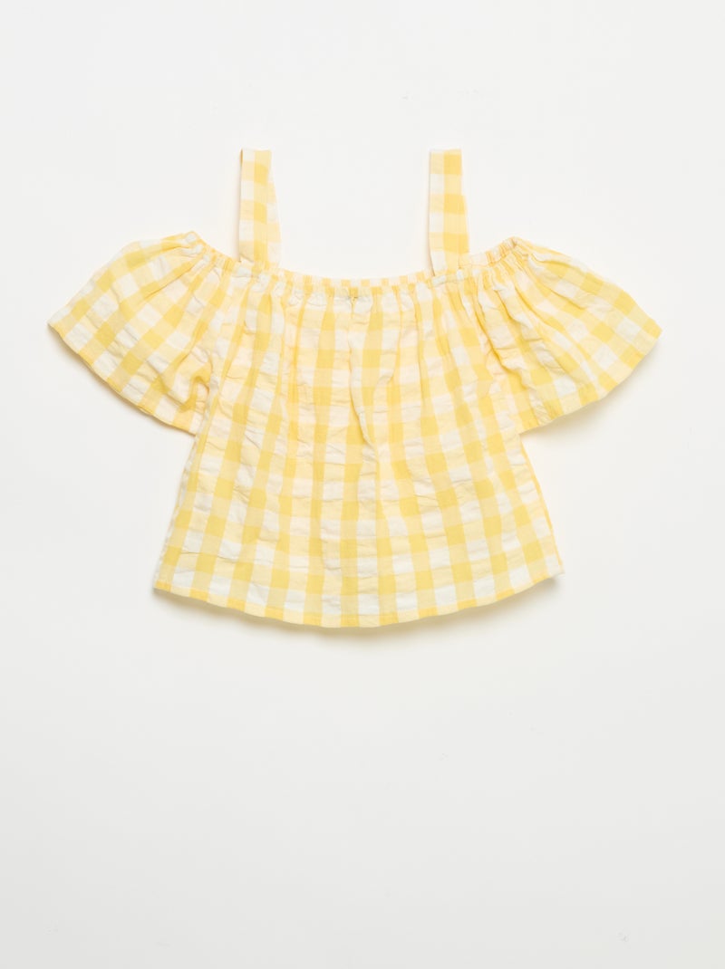Completo 2 pezzi blusa e shorts con volant Giallo - Kiabi
