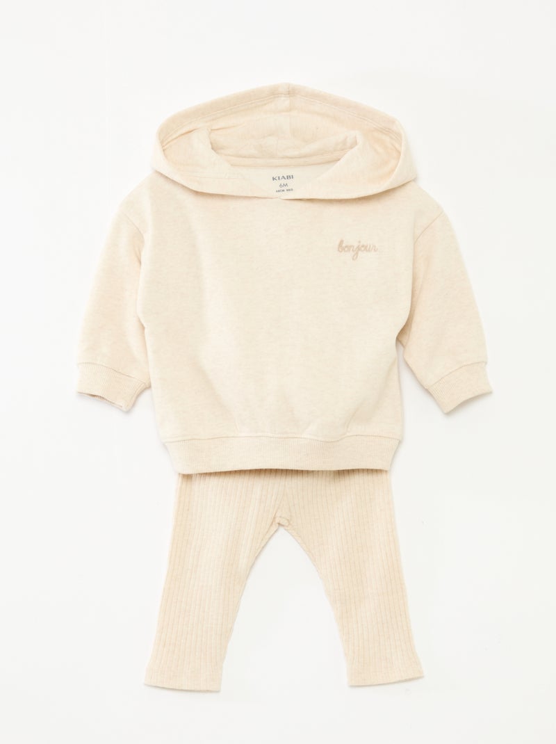 Completo 2 pezzi felpa + leggings Beige - Kiabi