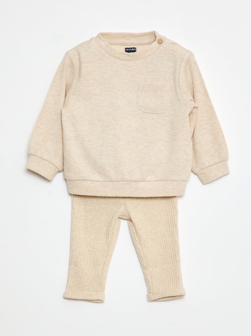 Completo 2 pezzi felpa + leggings Beige - Kiabi
