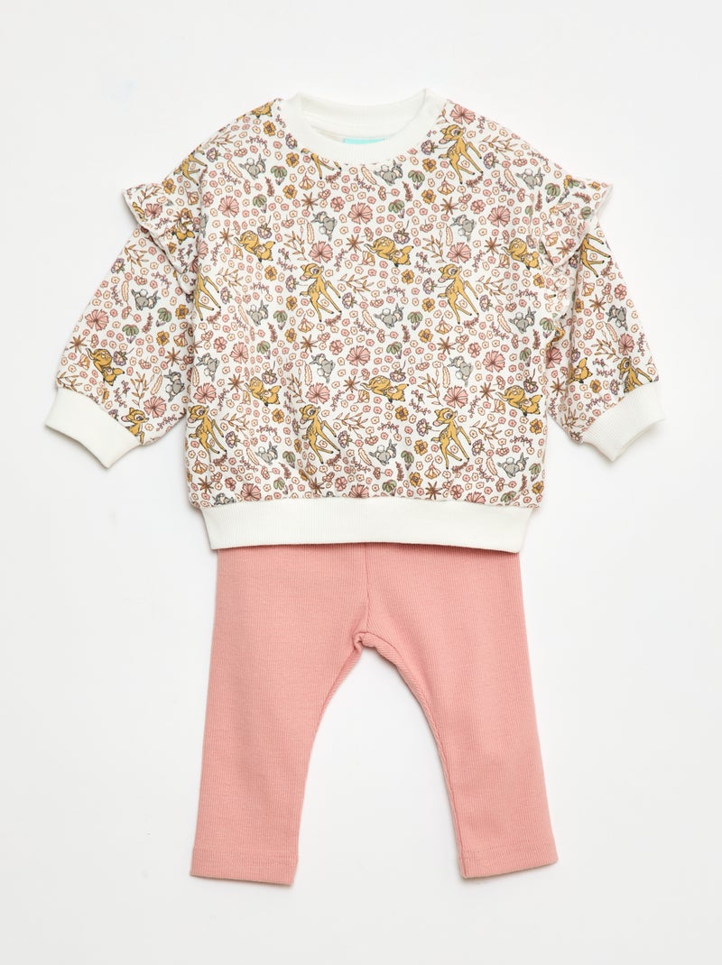 Completo 2 pezzi felpa + leggings 'Disney' Bianco - Kiabi