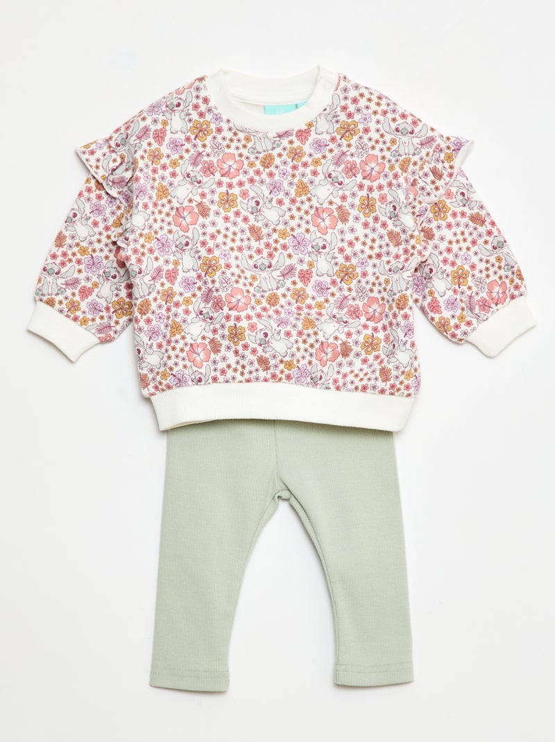 Completo 2 pezzi felpa + leggings 'Disney' Bianco - Kiabi
