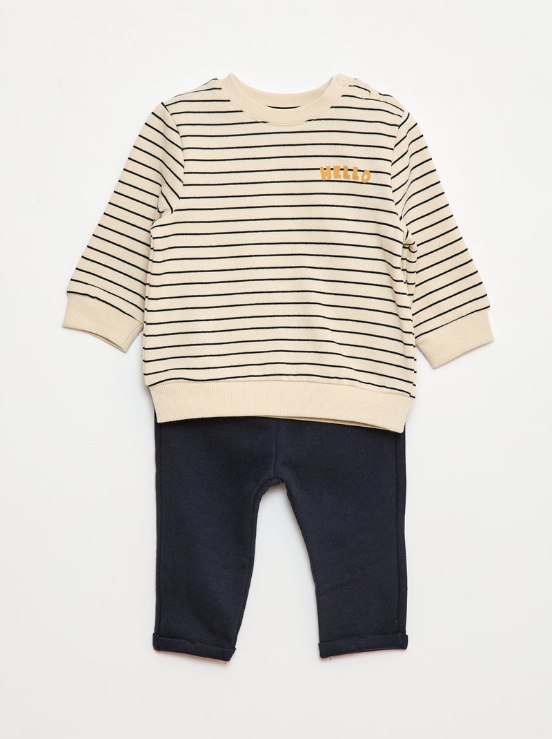 Completo 2 pezzi felpa + pantaloni Bianco - Kiabi