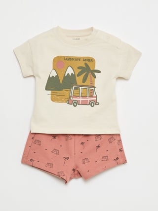 Completo 2 pezzi in cotone T-shirt + short