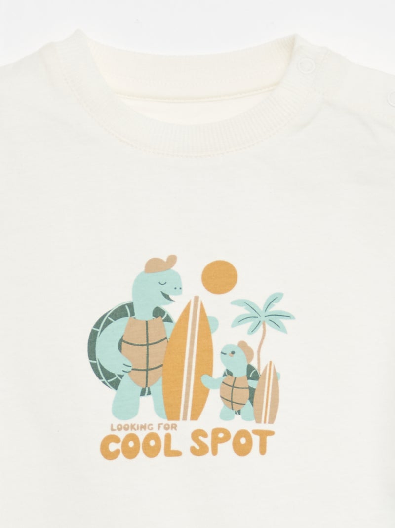 Completo 2 pezzi in cotone T-shirt + short Bianco - Kiabi