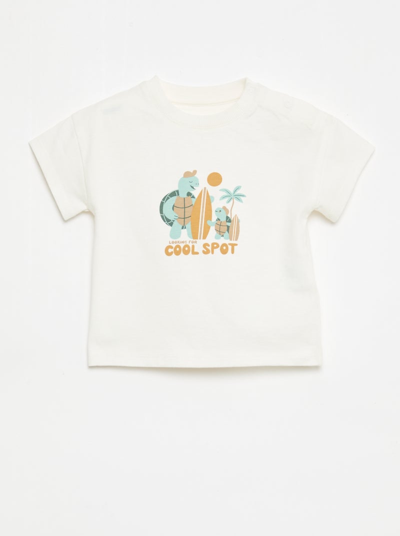 Completo 2 pezzi in cotone T-shirt + short Bianco - Kiabi