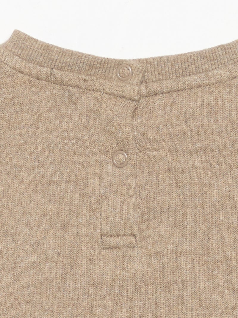 Completo 2 pezzi in maglia a costine - Felpa + pantaloni Beige - Kiabi