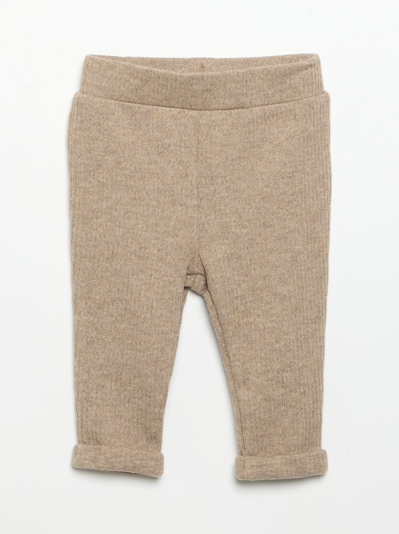 Completo 2 pezzi in maglia a costine - Felpa + pantaloni Beige - Kiabi