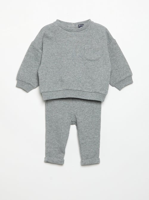 Completo 2 pezzi in maglia a costine - Felpa + pantaloni - Kiabi Completo 2 pezzi in maglia a costine - Felpa + pantaloni - Kiabi