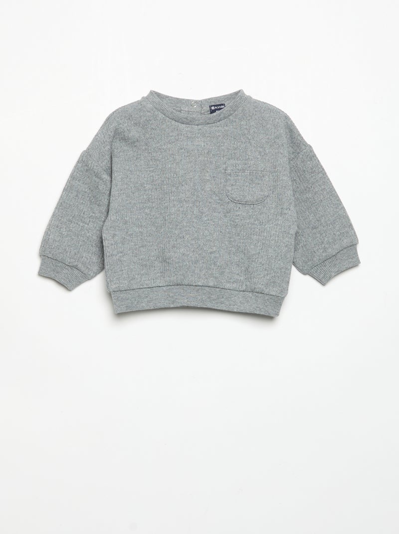 Completo 2 pezzi in maglia a costine - Felpa + pantaloni Grigio - Kiabi