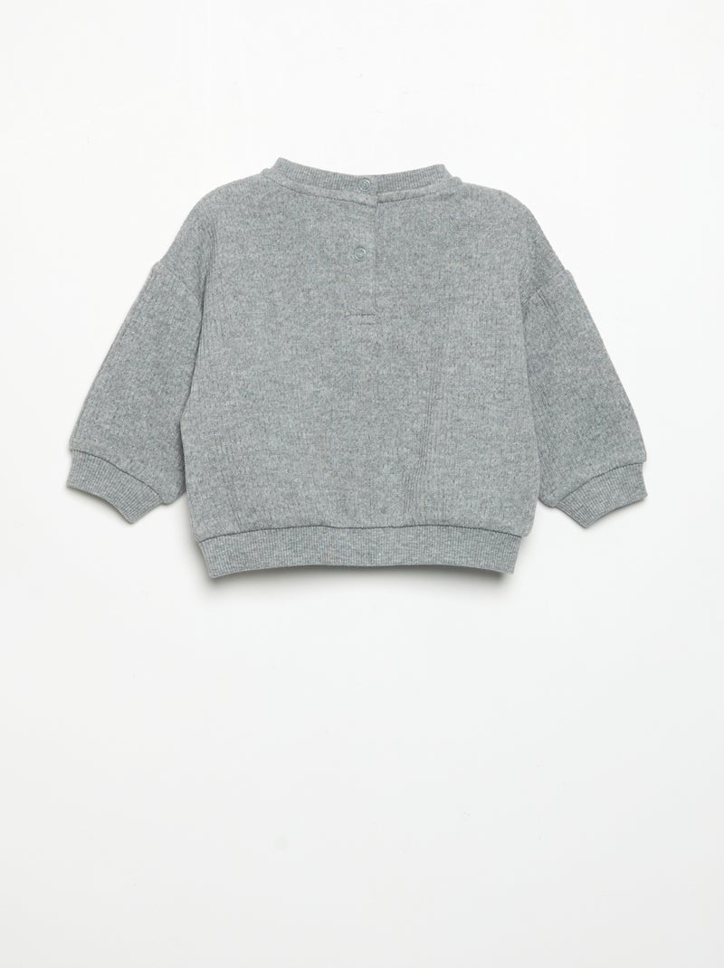 Completo 2 pezzi in maglia a costine - Felpa + pantaloni Grigio - Kiabi