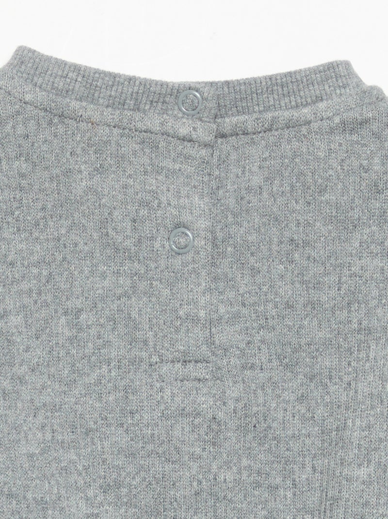 Completo 2 pezzi in maglia a costine - Felpa + pantaloni Grigio - Kiabi