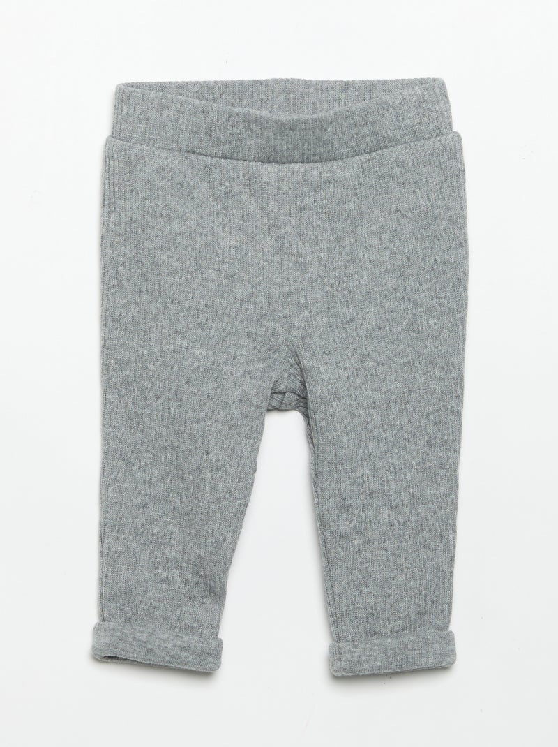 Completo 2 pezzi in maglia a costine - Felpa + pantaloni Grigio - Kiabi