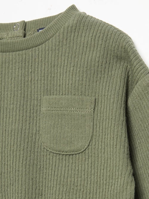 Completo 2 pezzi in maglia a costine - Felpa + pantaloni - Kiabi