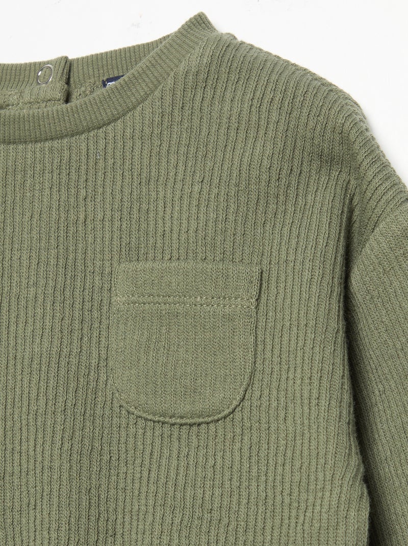 Completo 2 pezzi in maglia a costine - Felpa + pantaloni Verde - Kiabi
