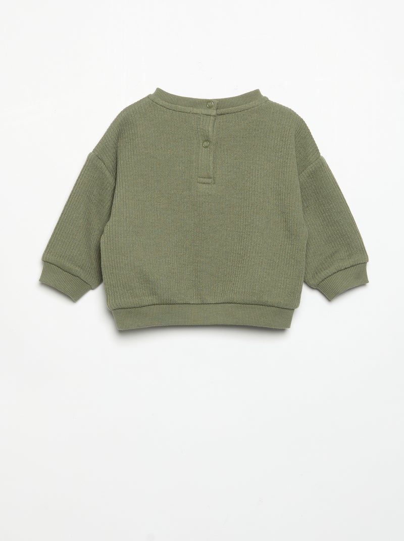 Completo 2 pezzi in maglia a costine - Felpa + pantaloni Verde - Kiabi