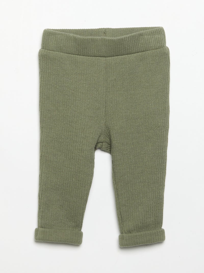 Completo 2 pezzi in maglia a costine - Felpa + pantaloni Verde - Kiabi