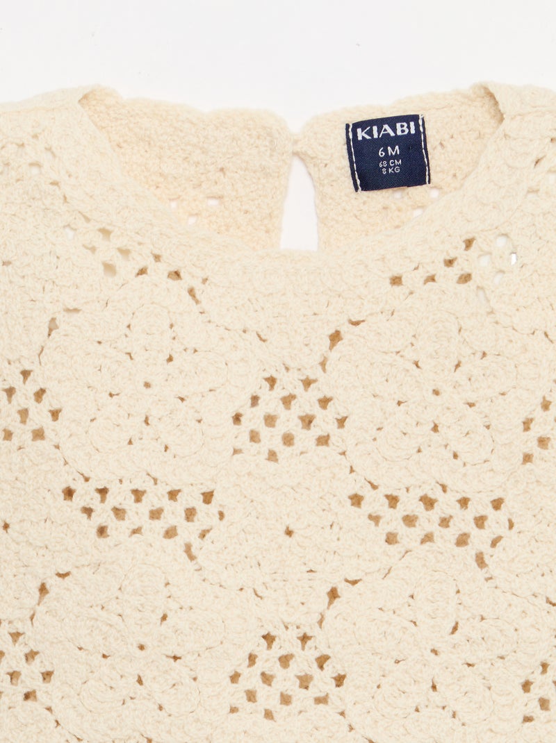 Completo 2 pezzi in maglia all'uncinetto - top + shorts Bianco - Kiabi