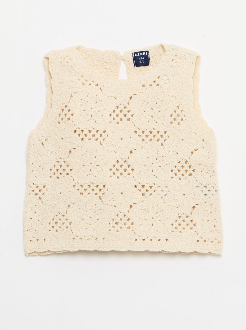 Completo 2 pezzi in maglia all'uncinetto - top + shorts Bianco - Kiabi
