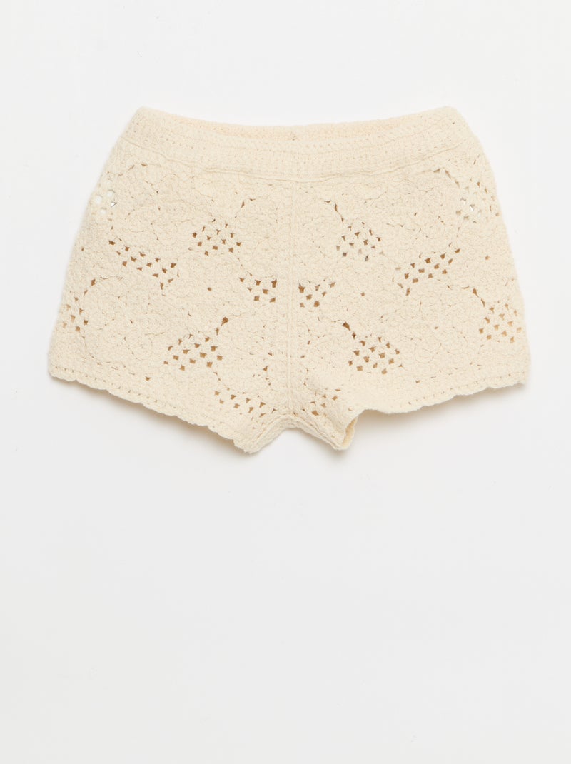 Completo 2 pezzi in maglia all'uncinetto - top + shorts Bianco - Kiabi