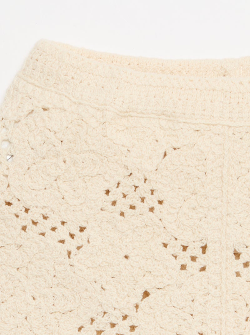 Completo 2 pezzi in maglia all'uncinetto - top + shorts Bianco - Kiabi