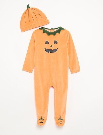 Completo 2 pezzi in velluto 'Halloween' - tutina + berretto