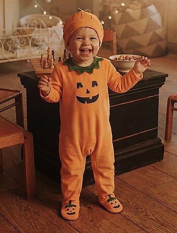 Completo 2 pezzi in velluto 'Halloween' - tutina + berretto