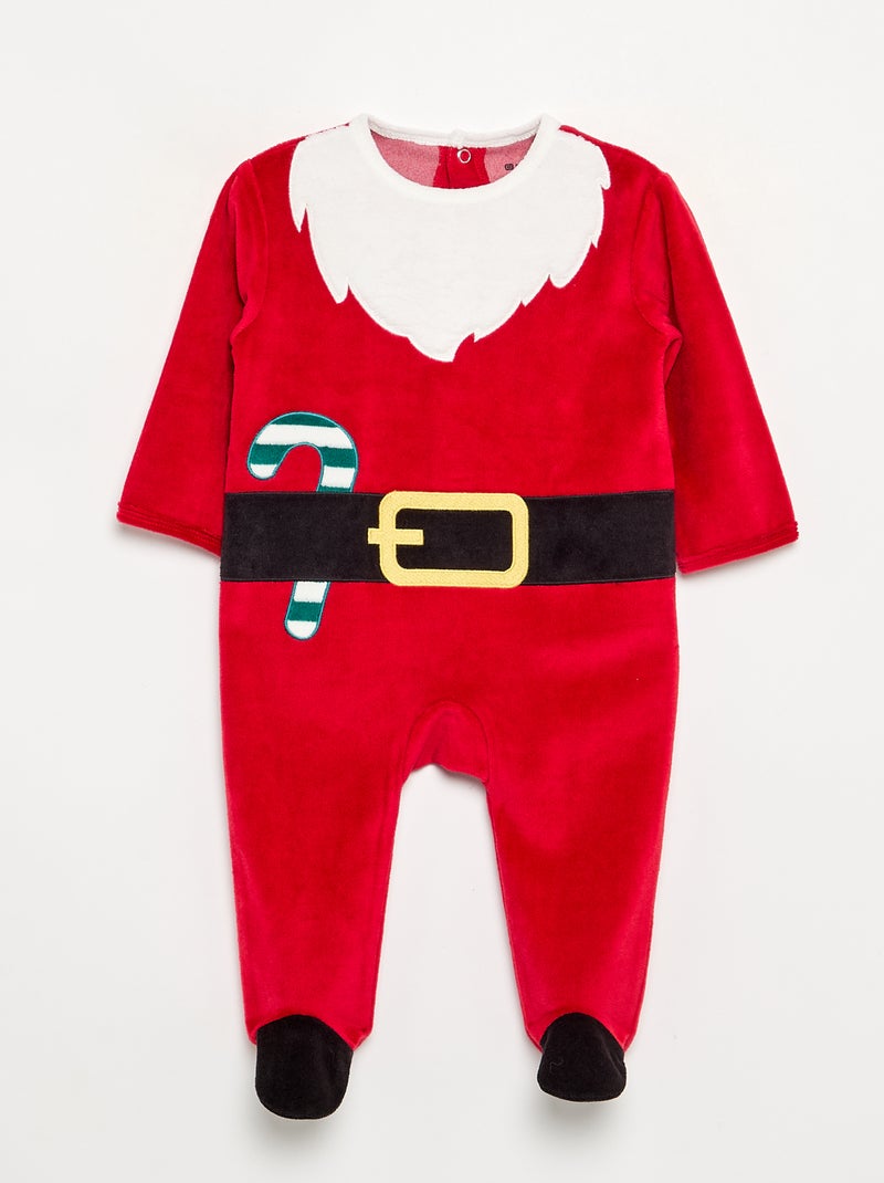 Completo 2 pezzi 'Natale' in velluto - tutina + berretto Rosso - Kiabi