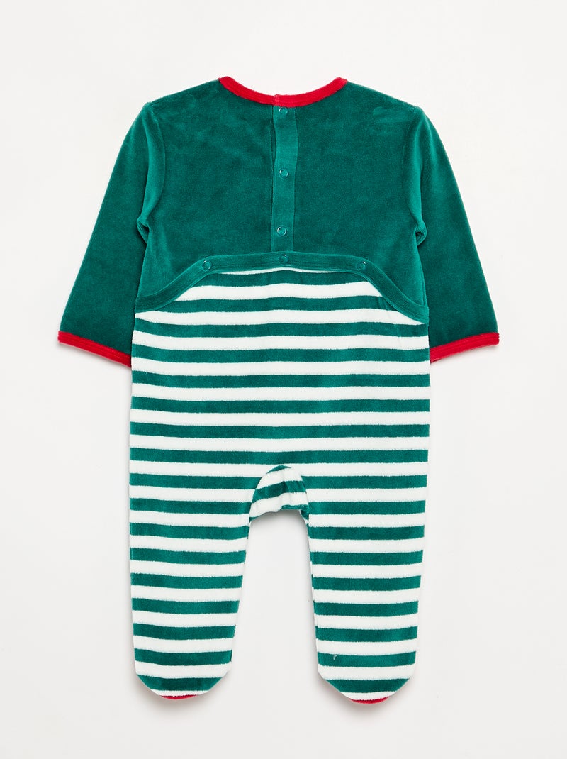 Completo 2 pezzi 'Natale' in velluto - tutina + cappellino Verde - Kiabi