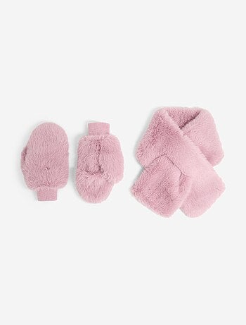 Completo 2 pezzi sciarpa + muffole - 2 pezzi
