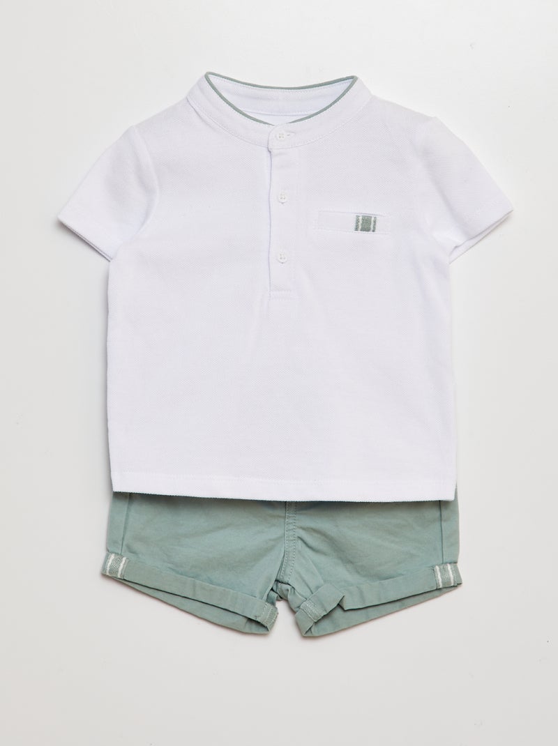 Completo 2 pezzi t-shirt esprit polo Completo t-shirt + shorts - shorts en twill - 2 pezzi VERDE - Kiabi
