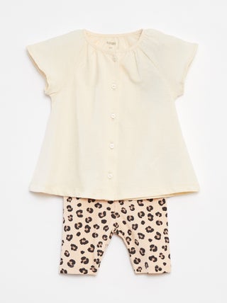 Completo 2 pezzi t-shirt + leggings stampati
