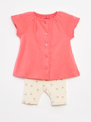 Completo 2 pezzi t-shirt + leggings stampati