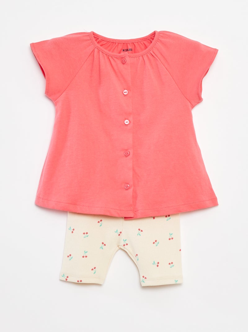 Completo 2 pezzi t-shirt + leggings stampati BIANCO - Kiabi