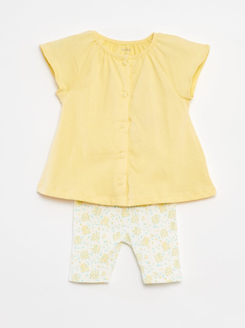 Completo 2 pezzi t-shirt + leggings stampati BIANCO - Kiabi