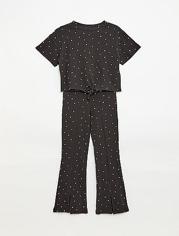 Completo 2 pezzi T-shirt + pantaloni a zampa