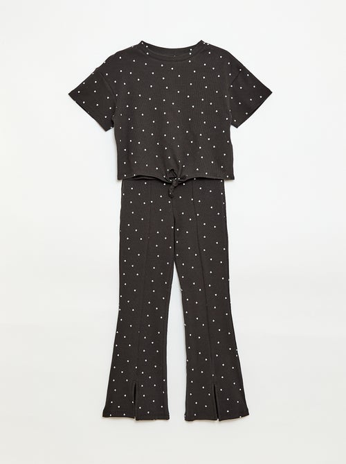 Completo 2 pezzi T-shirt + pantaloni a zampa - Kiabi Completo 2 pezzi T-shirt + pantaloni a zampa - Kiabi